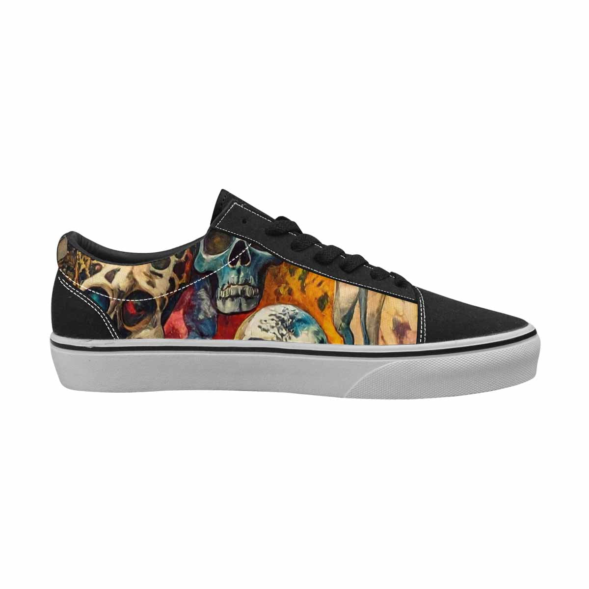WOMEN'S Skulls  Animal Print Lace-Up Canvas Grunge Shoes