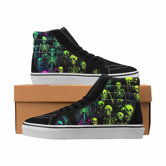 MEN'S Skulls Neon Green Glow High Top Canvas Custom Fashion Aesthetic Limited Edition Sneakers