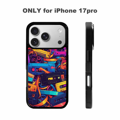 iPhone 17 Pro Case — Retro Cassette Tape Pattern Hundreds Retro, Unique Phone Case Design