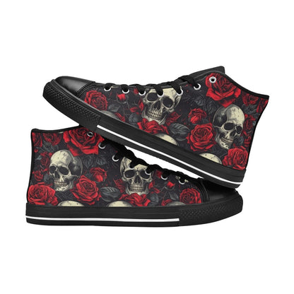 MEN'S Skull And Roses High Top Canvas Y2K Custom Shoes