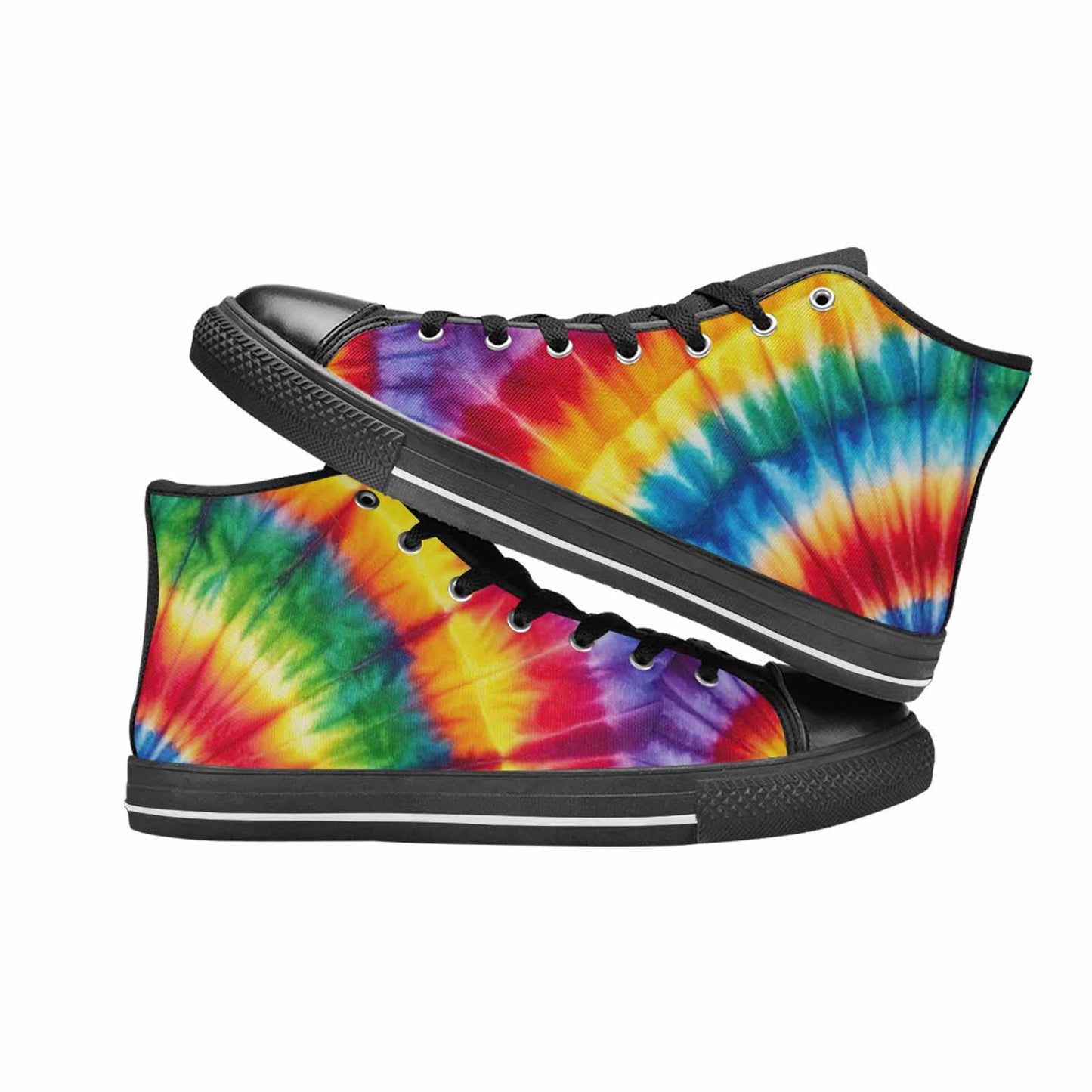 MEN'S Tie Dye Rainbow Spiral High Top Canvas Vibrant Chaos Custom Shoes