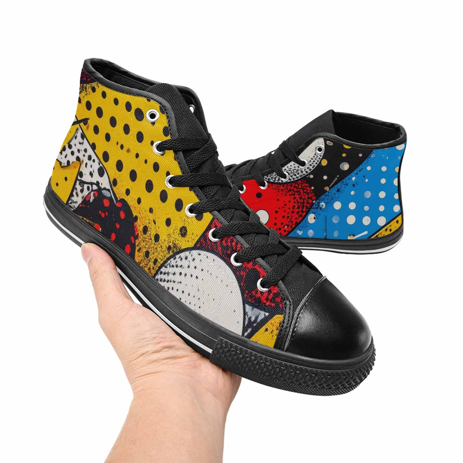 MEN'S Comic Book Halftone High Top Canvas Grunge Custom Shoes