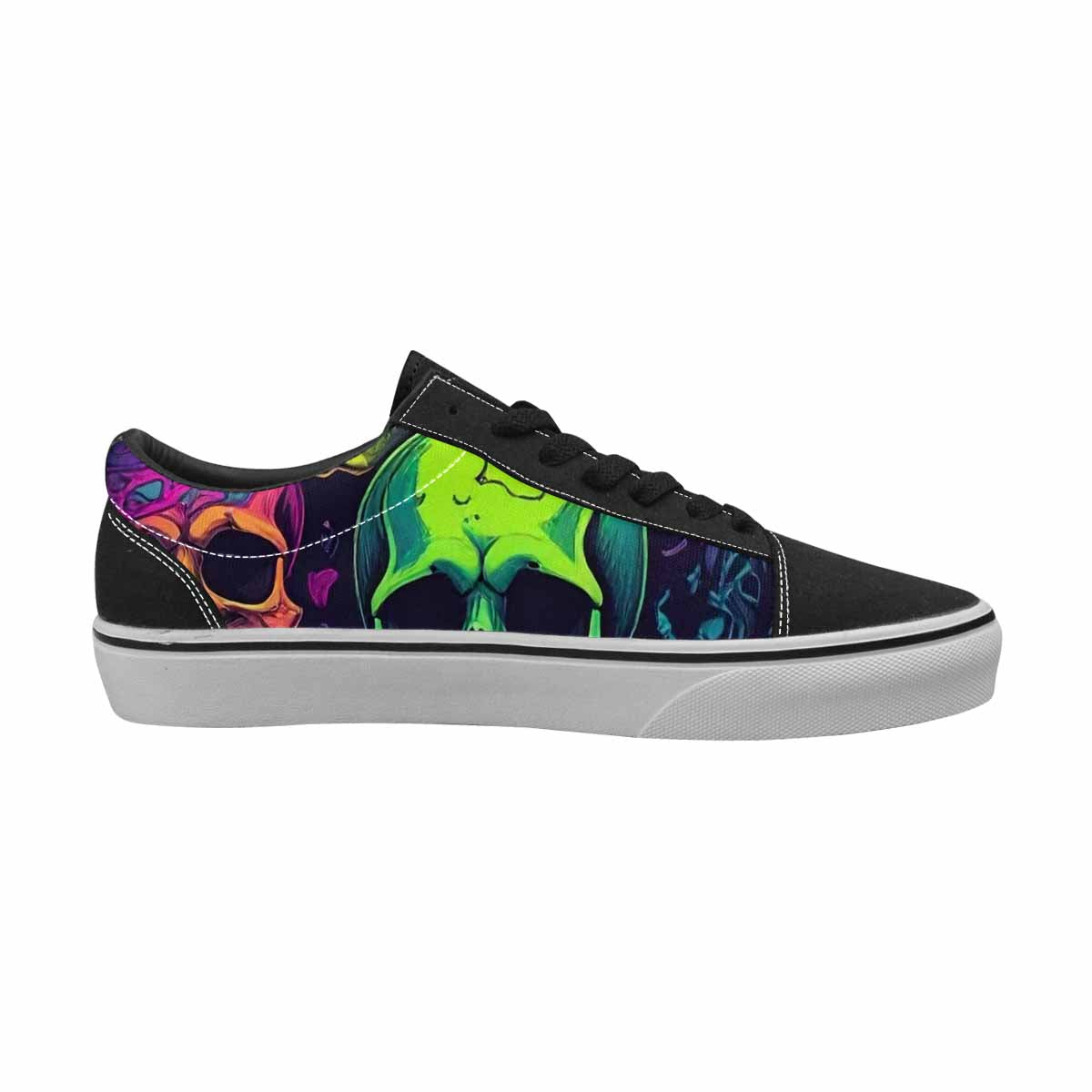 MEN'S Skulls - Neon Canvas Lace-Up Y2K Custom Sneakers