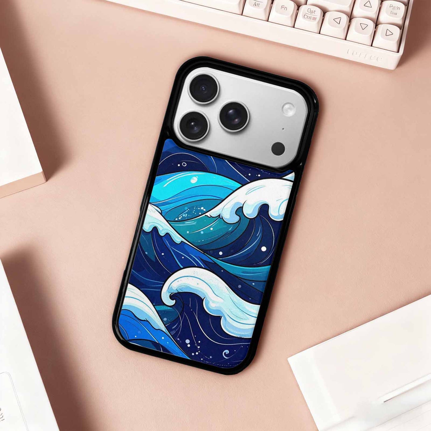 iPhone 17 Pro Case — Glossy Winter Wave Seamless Cartoon Cute, Personalized Phone Case