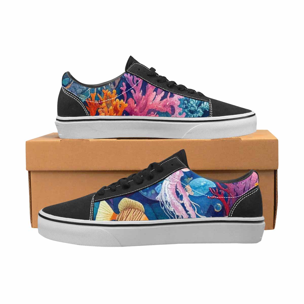 MEN'S Fish Scale Coral Canvas Lace-Up Vibrant Chaos Shoes