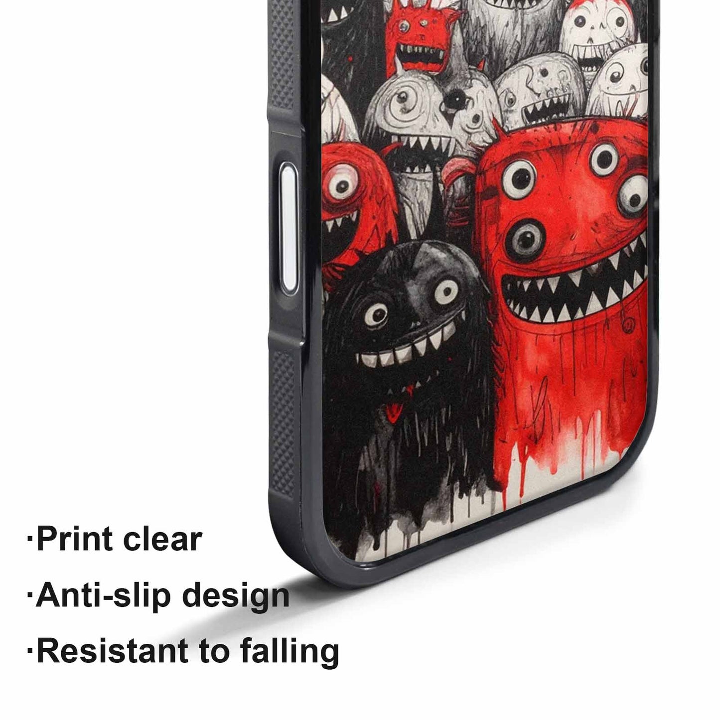 iPhone 17 Air Case — Black Red Ink Monsters General Cartoon, Custom Printed Phone Case