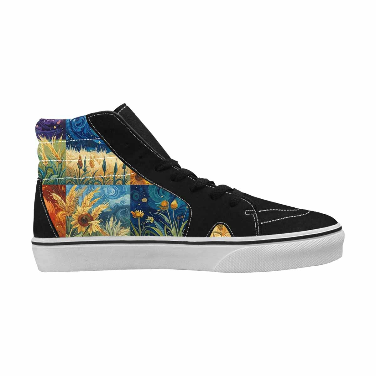 WOMEN'S Van Gogh-Style Swirl High Top Canvas Dark Academia Custom Sneakers