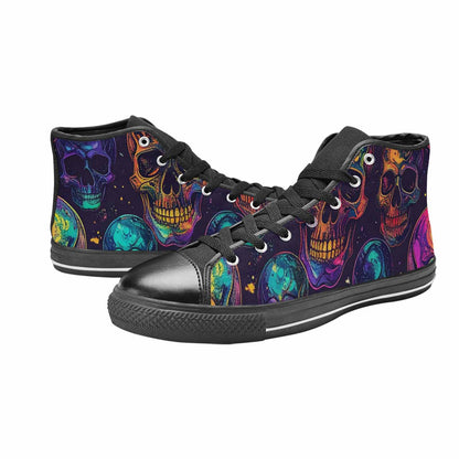 WOMEN'S Galaxy Skulls High Top Canvas Wallpaper Art Sneakers