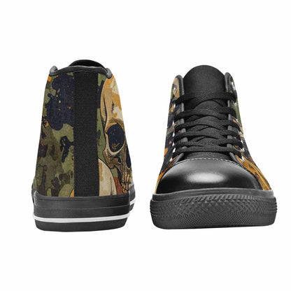 WOMEN'S Military Camo Skull High Top Canvas Surreal Sneakers