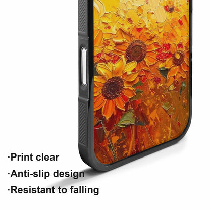 iPhone 17 Case — Impressionist Sunflower Brushstroke Pattern Floral, Custom Print Case Cover