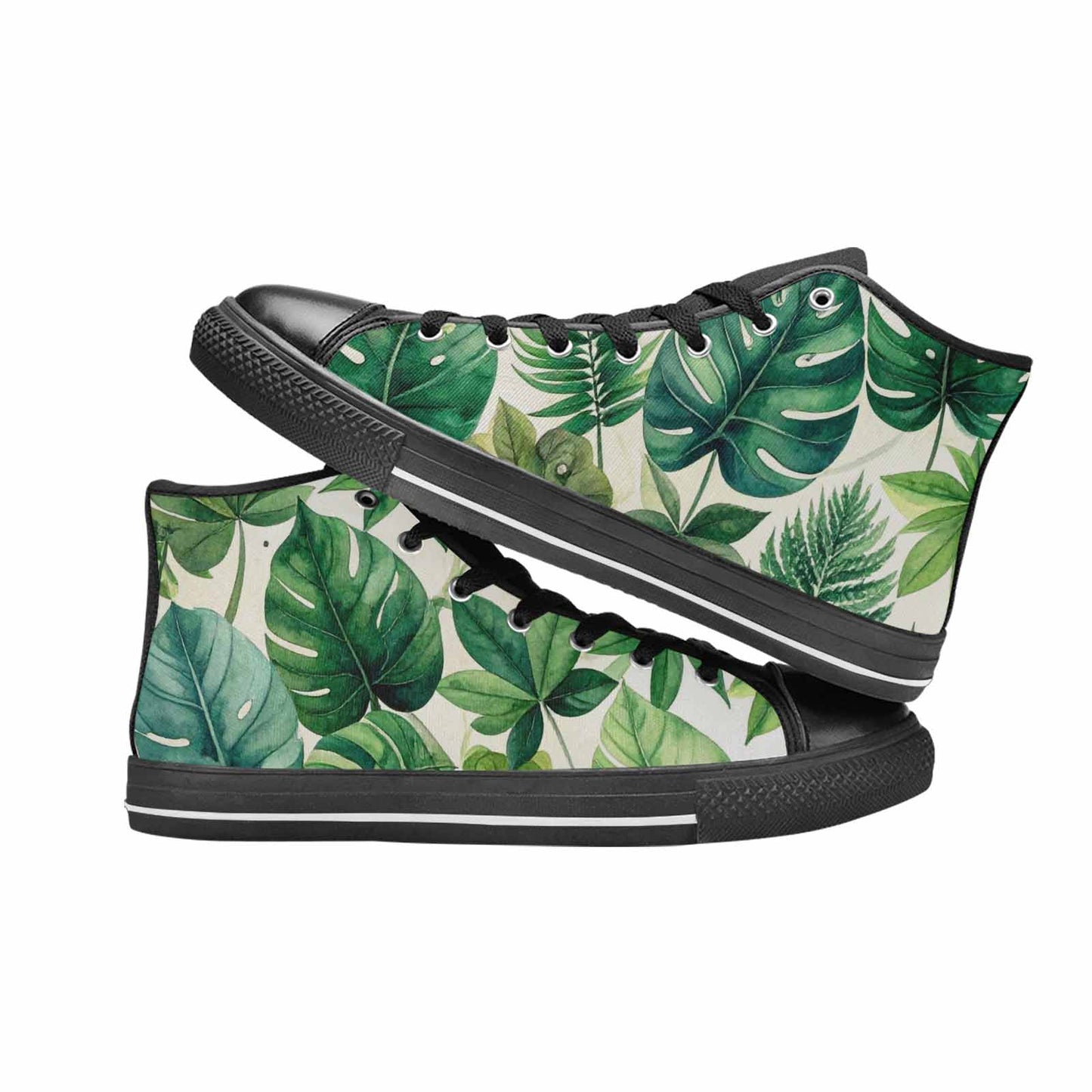 MEN'S Seven-Point Palmate Leaf High Top Canvas Grunge Custom Sneakers