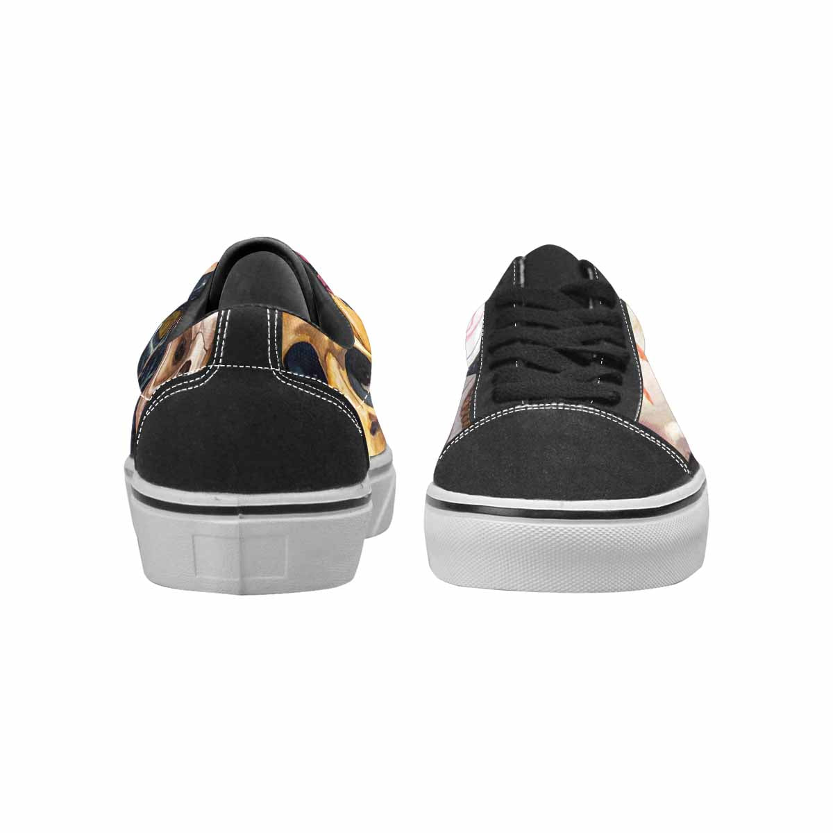 WOMEN'S Skulls  Marble Skulls Lace-Up Canvas Kaleidoscope Custom Sneakers