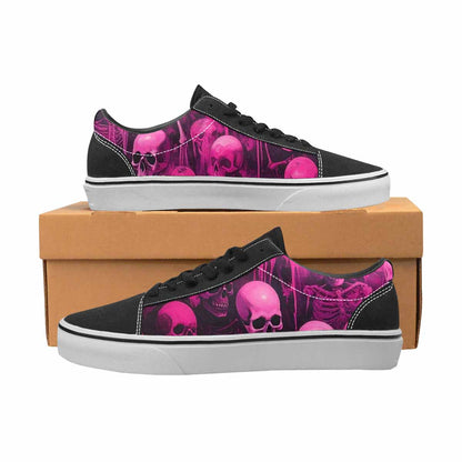 WOMEN'S Skeletons  Neon Pink Lace-Up Canvas Melting Art Custom Sneakers