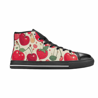 WOMEN'S Cherry Fruit Print High Top Canvas Cottagecore Custom Shoes