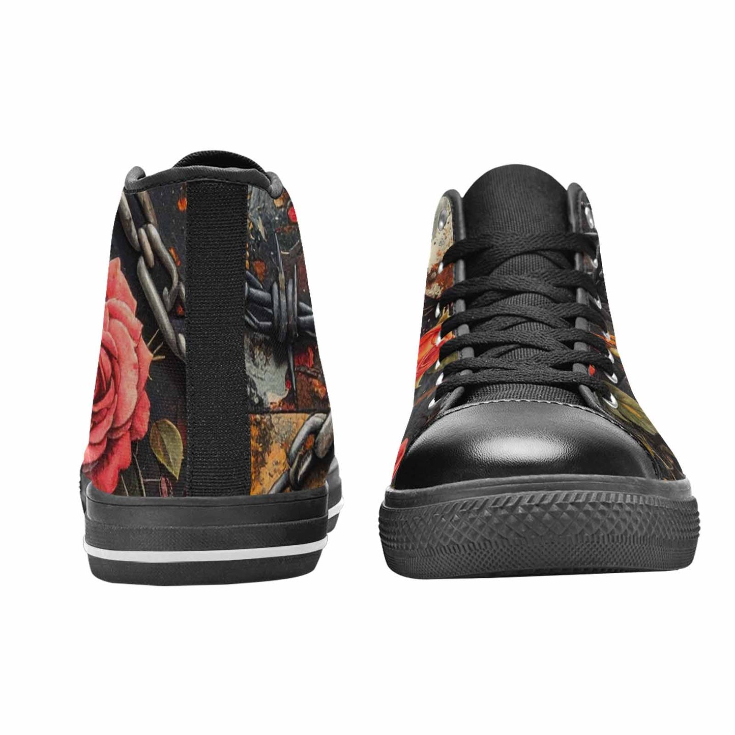WOMEN'S Barbed Wire Chain High Top Canvas Neon Fantasy Custom Sneakers
