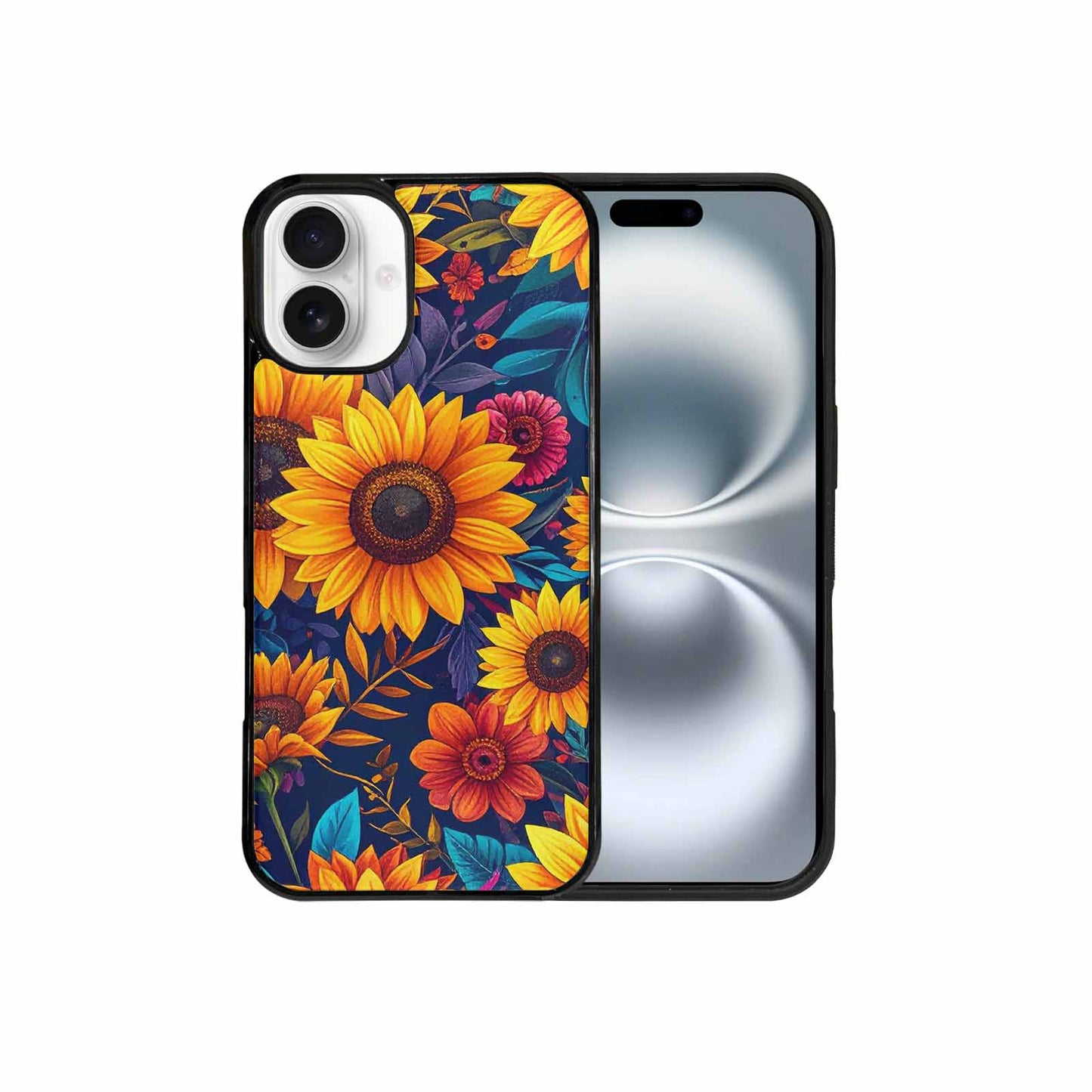 iPhone 16 Plus Case — Sunflower Skulls Print Custom, Original Design Phone Case