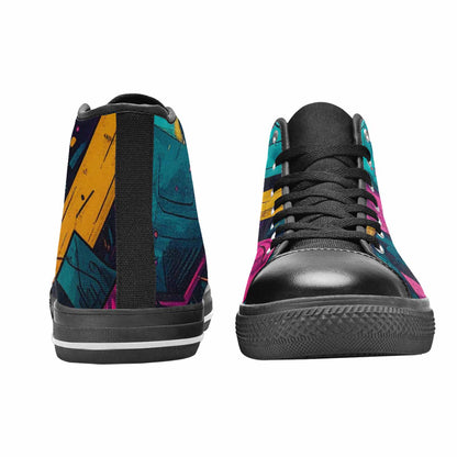 MEN'S 80S Retro Print High Top Canvas Neon Fantasy Sneakers