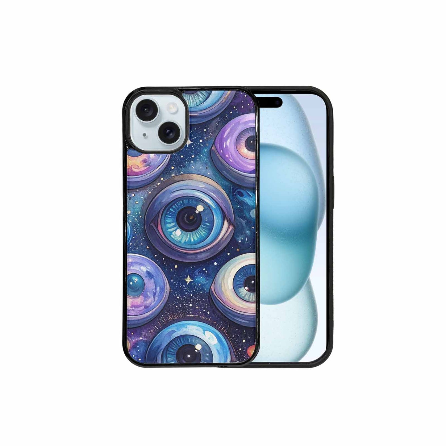 iPhone 15 Plus Case — Cartoon Eyeballs Galaxy Personalized Phone Cover, Custom Made Phone Cover