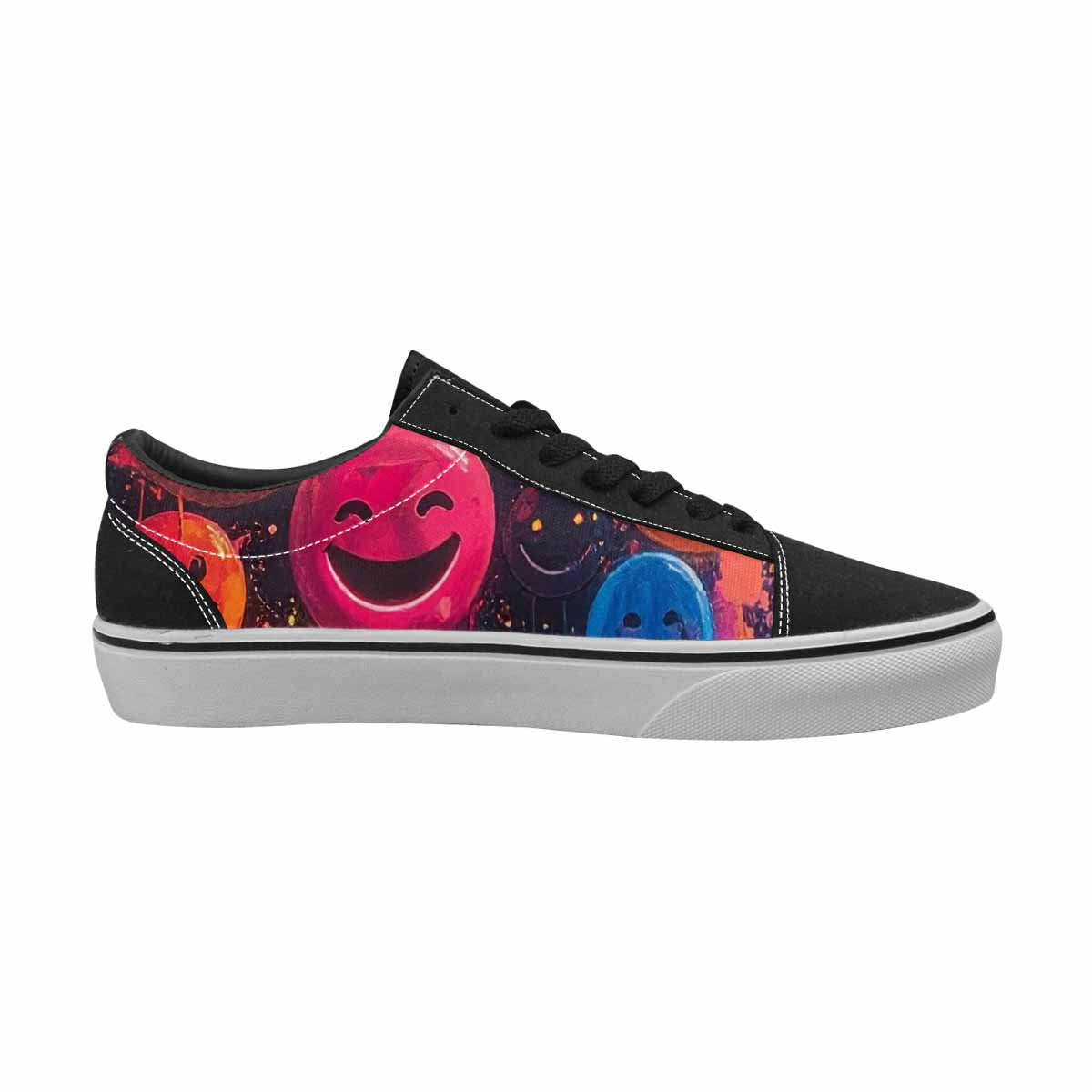 WOMEN'S Smiley Faces × Glow Lace-Up Canvas Melting Art Sneakers
