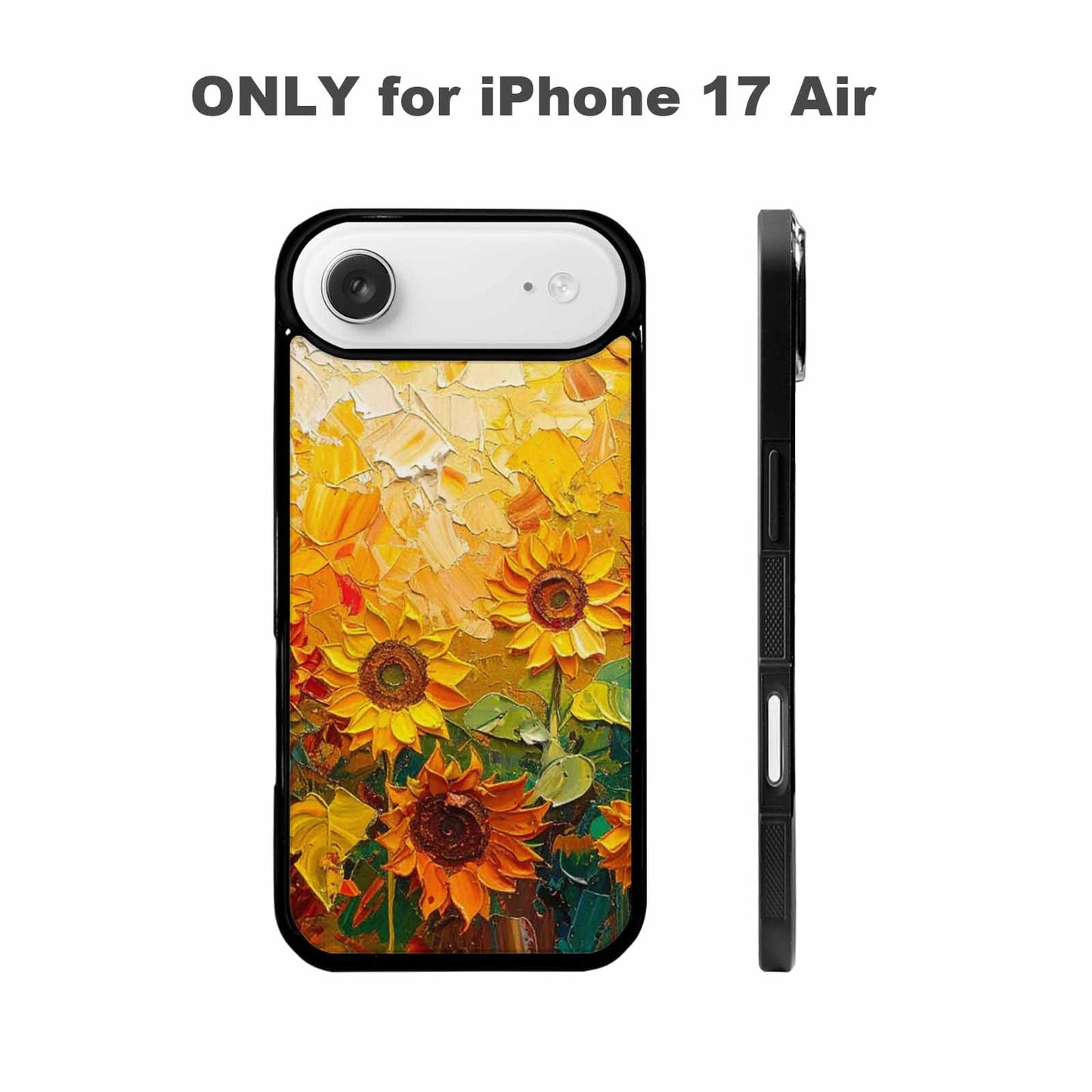 iPhone 17 Air Case — Impressionist Sunflower Brushstroke Pattern Hundreds Floral, Personalized Phone Case