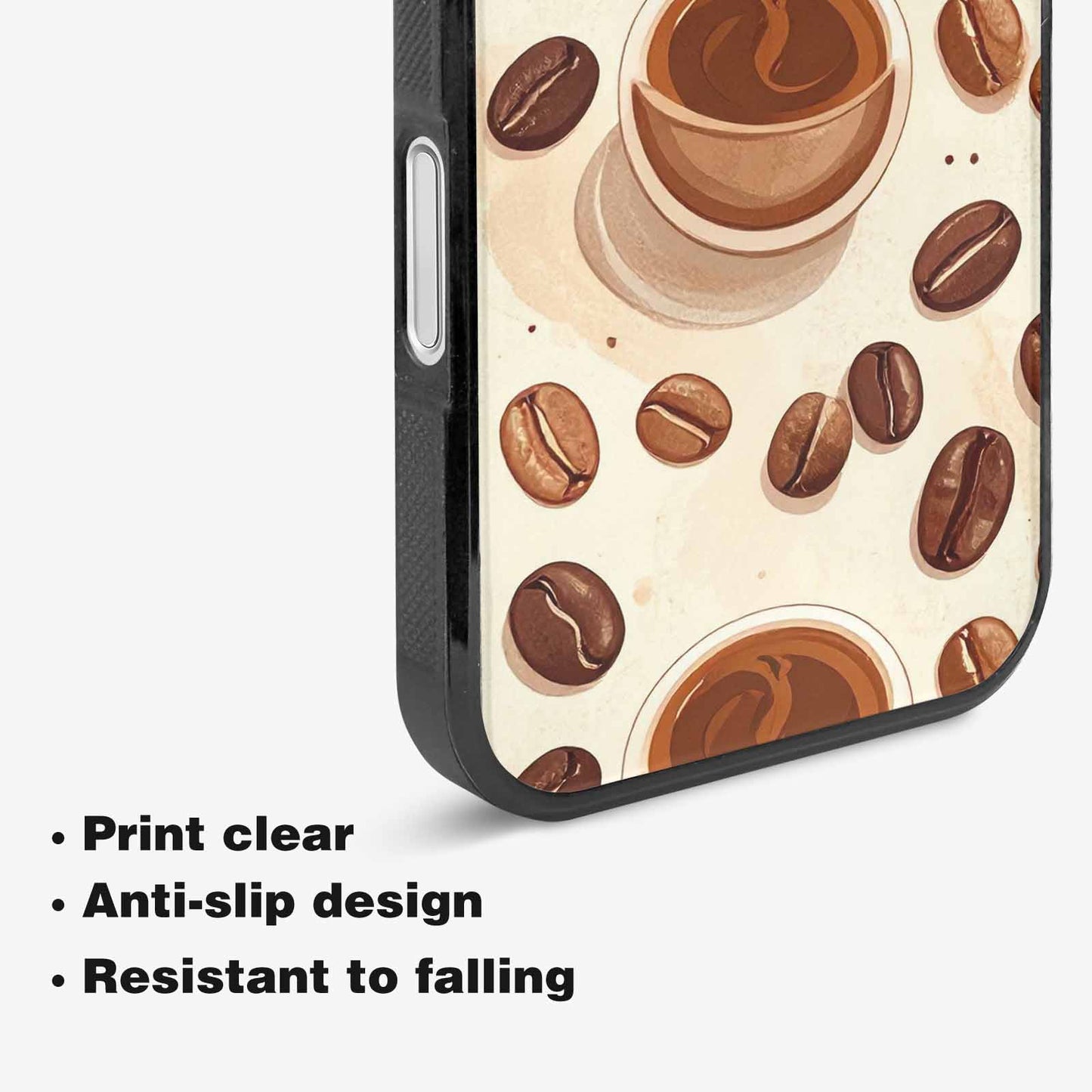 iPhone 16 Case — Coffee Cup And Bean Pattern Seamless, Custom Art Phone Cover