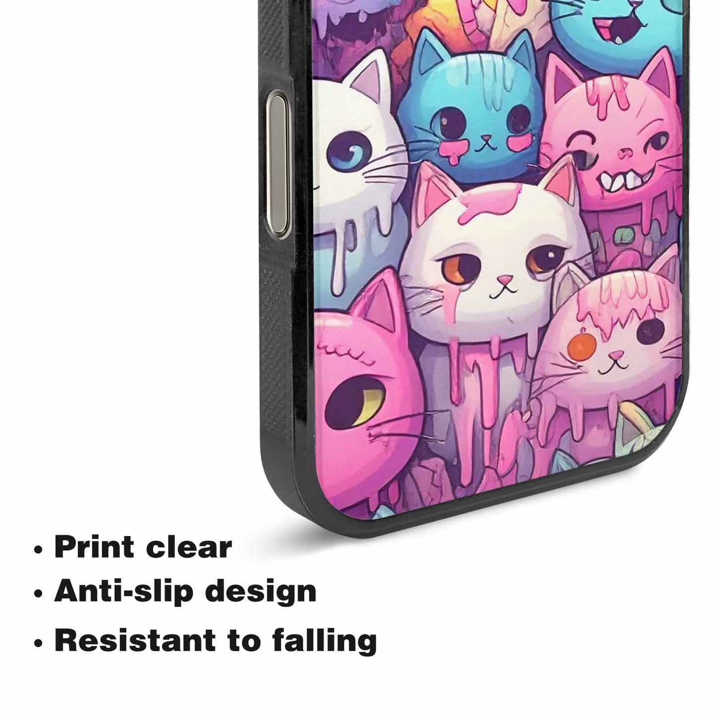 iPhone 16 Pro Case — Pastel Gore Cat Character Pattern Hundreds, Custom Art Phone Cover