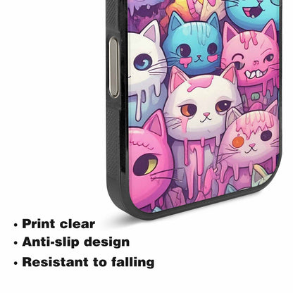 iPhone 16 Pro Case — Pastel Gore Cat Character Pattern Hundreds, Custom Art Phone Cover