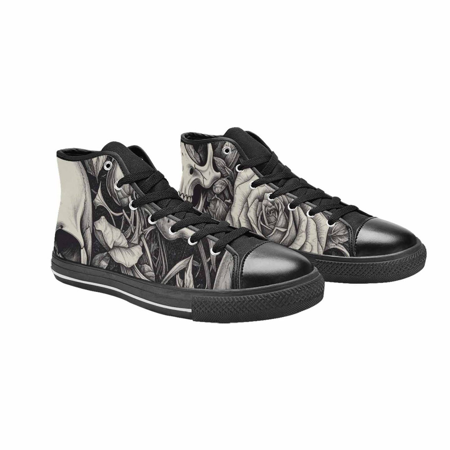 MEN'S Skulls Roses Pen Ink High Top Canvas Dreamcore Sneakers
