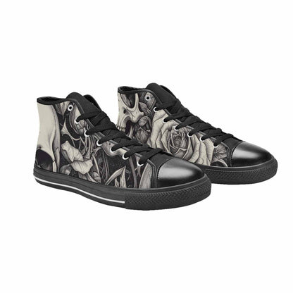 MEN'S Skulls Roses Pen Ink High Top Canvas Dreamcore Sneakers
