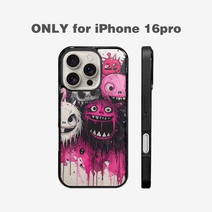 iPhone 16 Pro Case — Monsters General Black Pink Ink Cartoon, Custom Print Case Cover