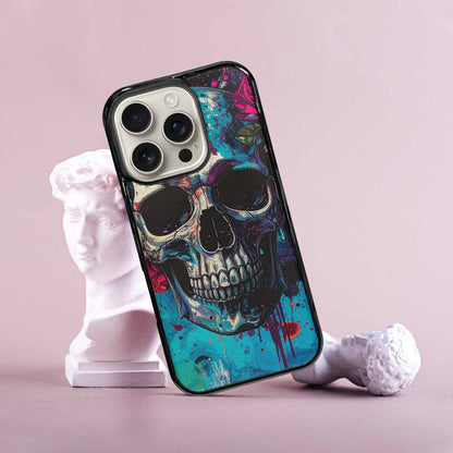 iPhone 16 Pro Case — Skulls Roses Acid Wash Custom, Custom Made Phone Cover