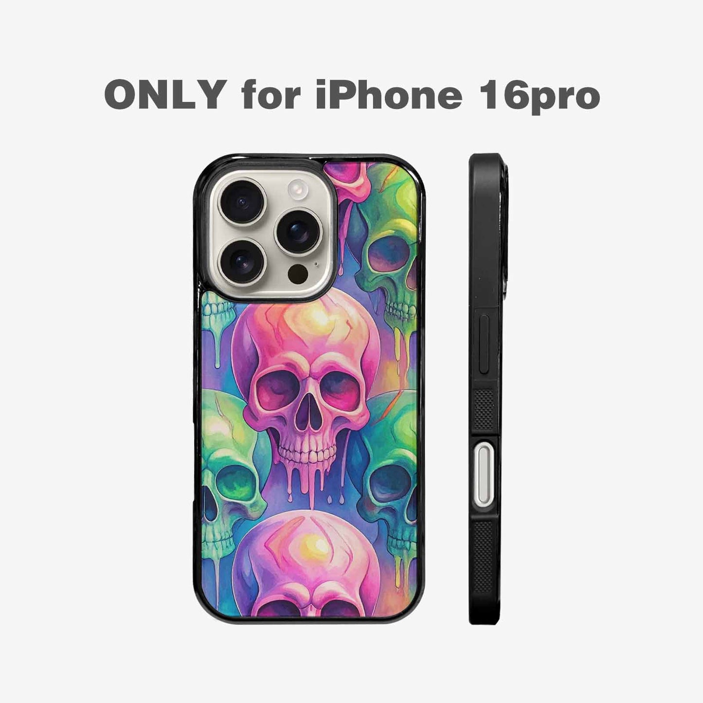 iPhone 16 Pro Case — Candy Color Dripping Skulls Custom, Original Design Phone Case