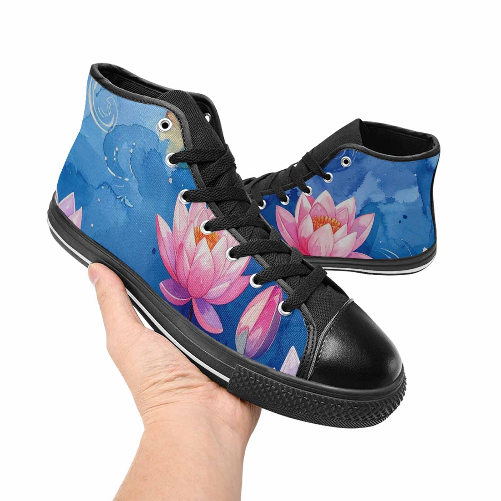 WOMEN'S Water Lilies Impressionist High Top Canvas Vivid Sneakers