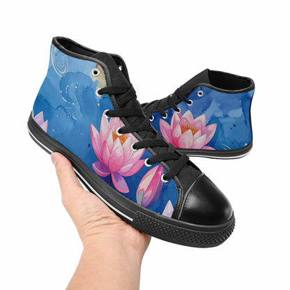 WOMEN'S Water Lilies Impressionist High Top Canvas Vivid Sneakers