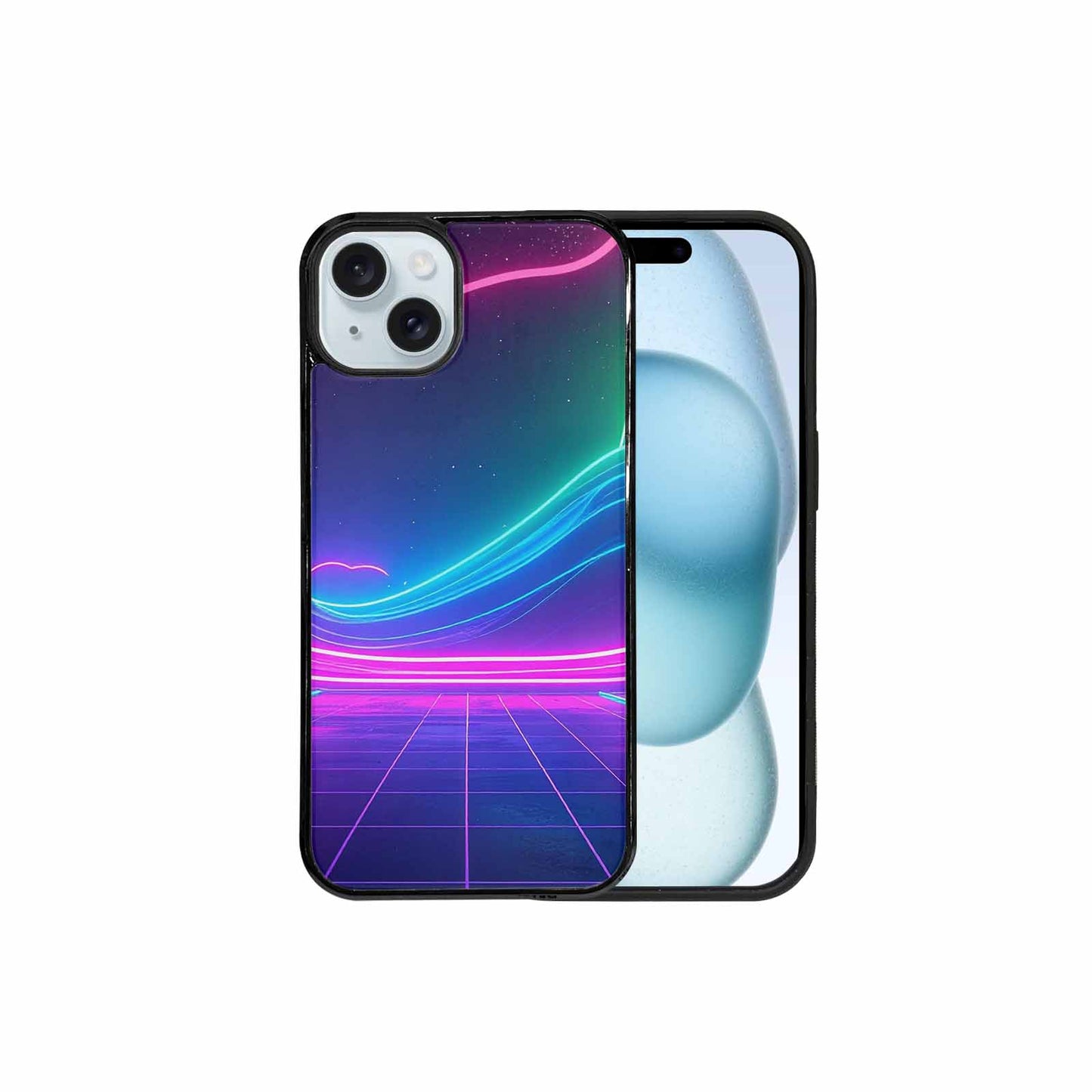 iPhone 15 Plus Case — 1980s Neon Cartoon Art Pattern, Custom Designed Case Cover