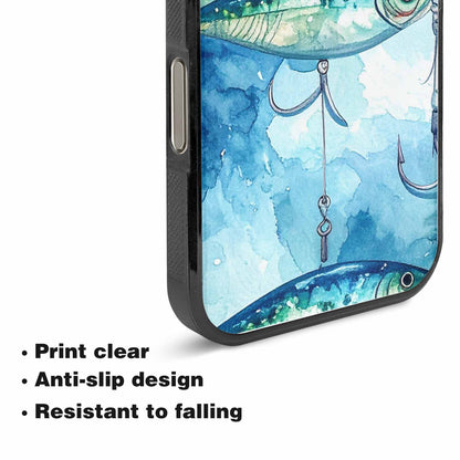 iPhone 15 Pro Max Case — Fishing Lure And Hook Pattern Seamless, Custom Printed Phone Case