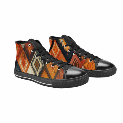 WOMEN'S Southwestern Geometric Diamond High Top Canvas Dreamcore Custom Sneakers