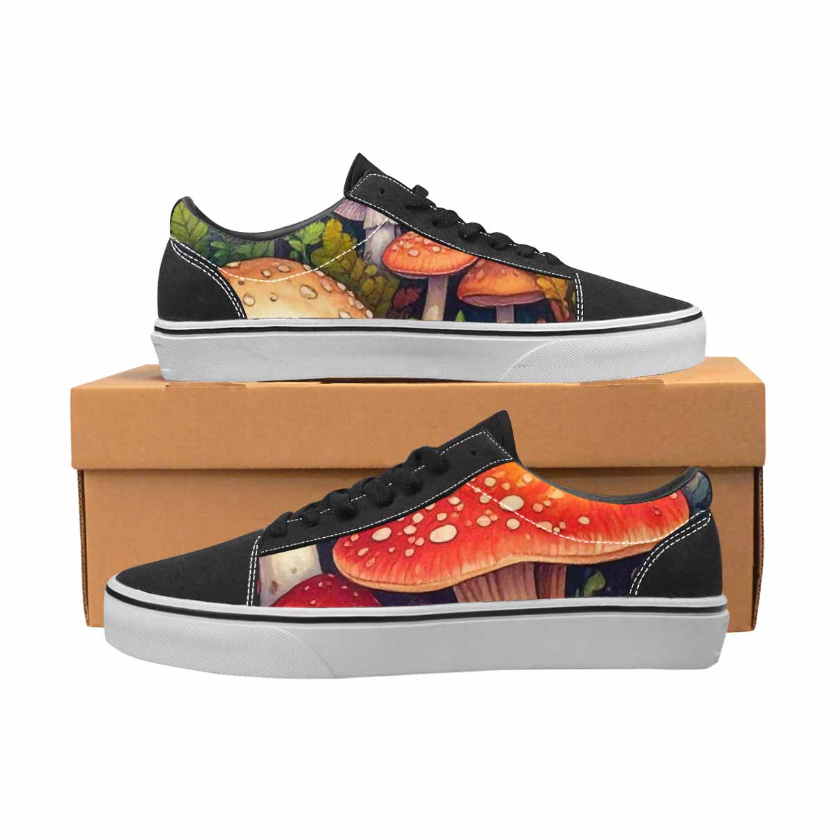 WOMEN'S Mushrooms (general) Lace-Up Canvas Vivid Custom Sneakers