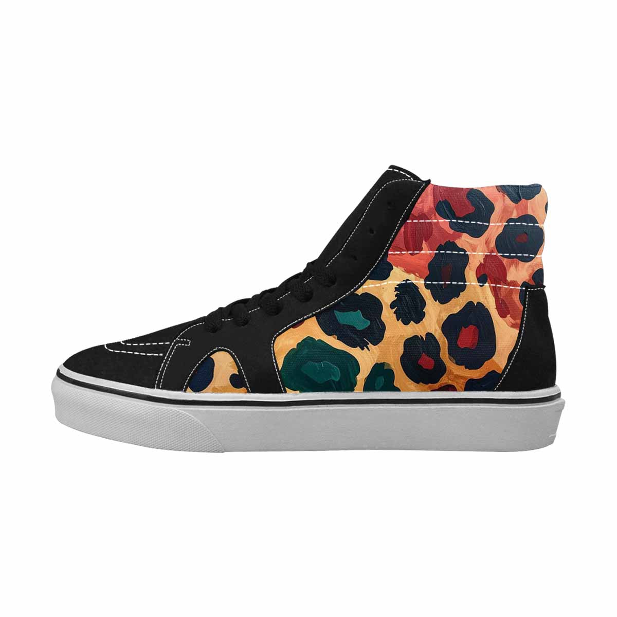 WOMEN'S Leopard Wallpaper Print High Top Canvas Wallpaper Art Custom Shoes