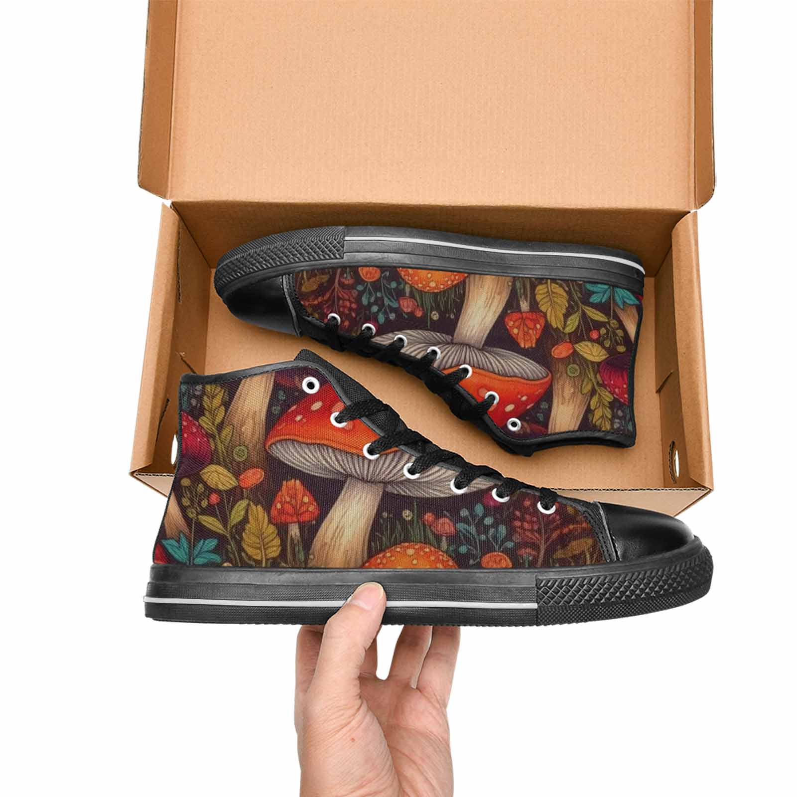 MEN'S Mushroom High Top Canvas Grunge Custom Sneakers