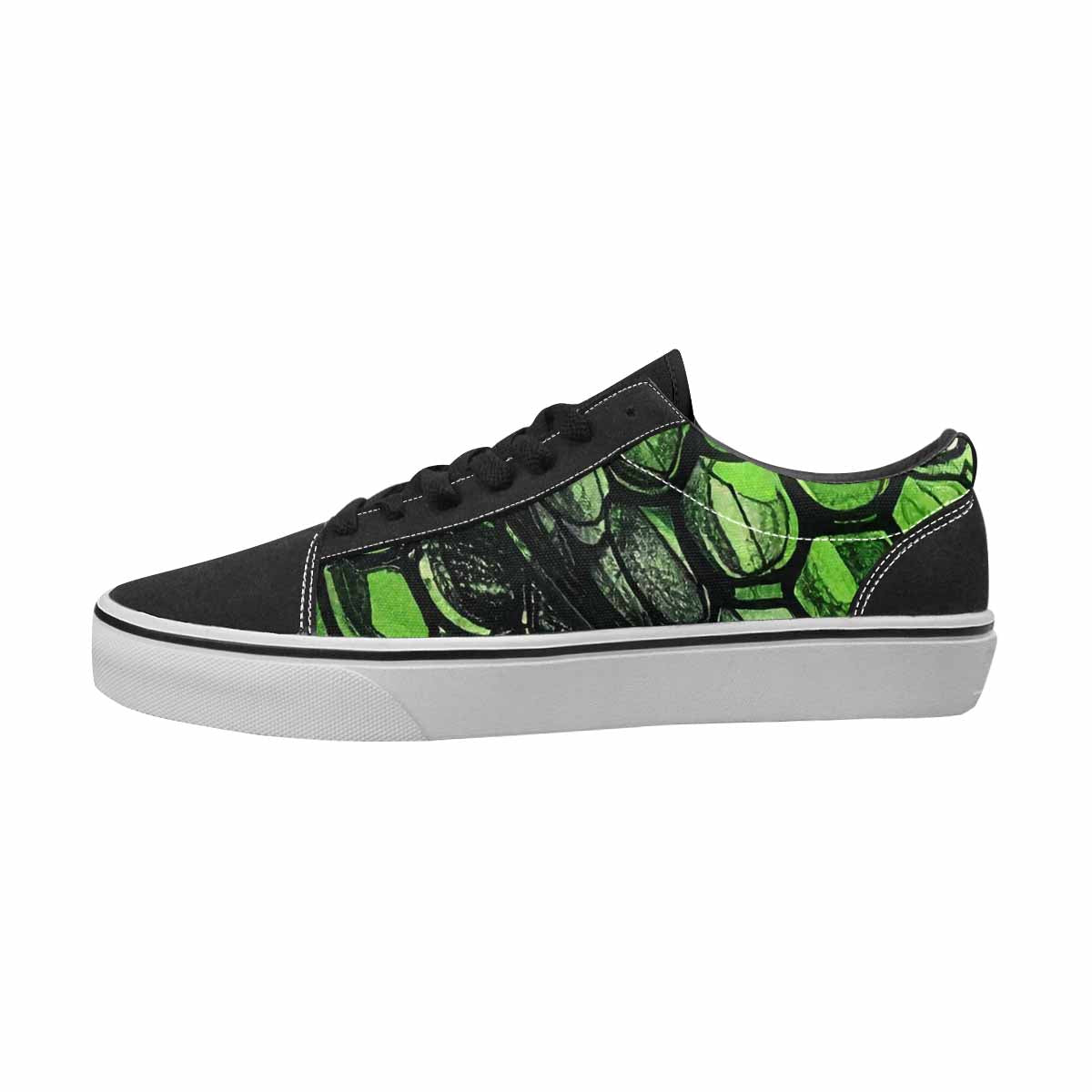 WOMEN'S Reptile Black & Green Ink Canvas Graphic Print Vibrant Chaos Handmade Custom Shoes