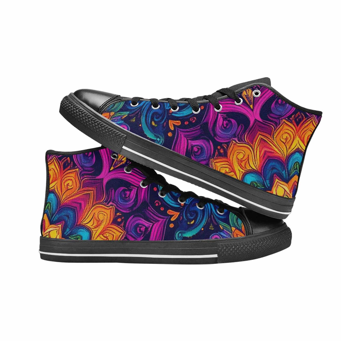 WOMEN'S Tie Dye Mandala High Top Canvas Wallpaper Art Sneakers