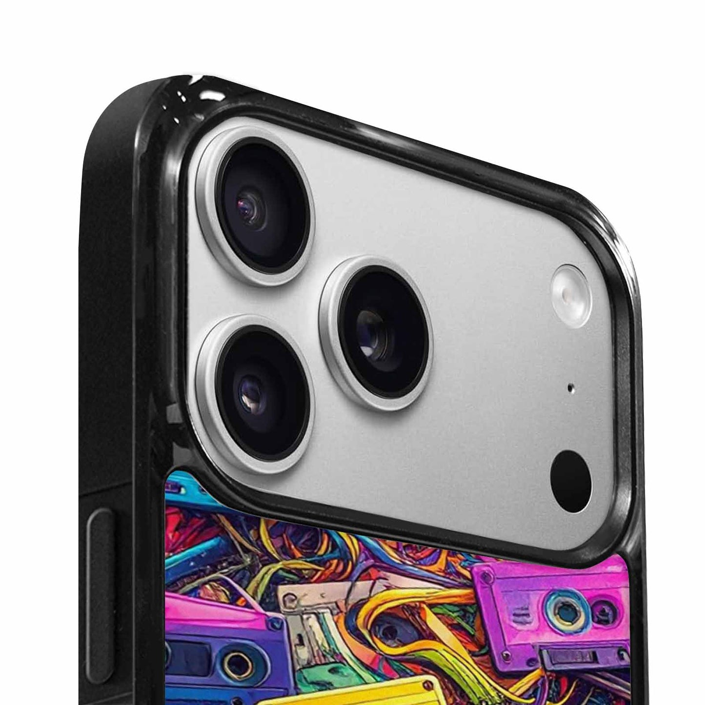 iPhone 17 Pro Case — Retro Cassette Tape Pattern Hundreds Retro, Custom Art Phone Cover