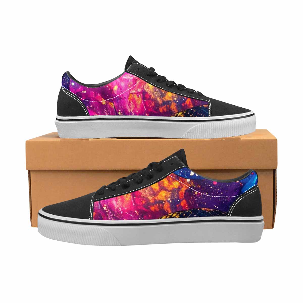 WOMEN'S Galaxy Snake Print Canvas Lace-Up Dreamcore Custom Sneakers