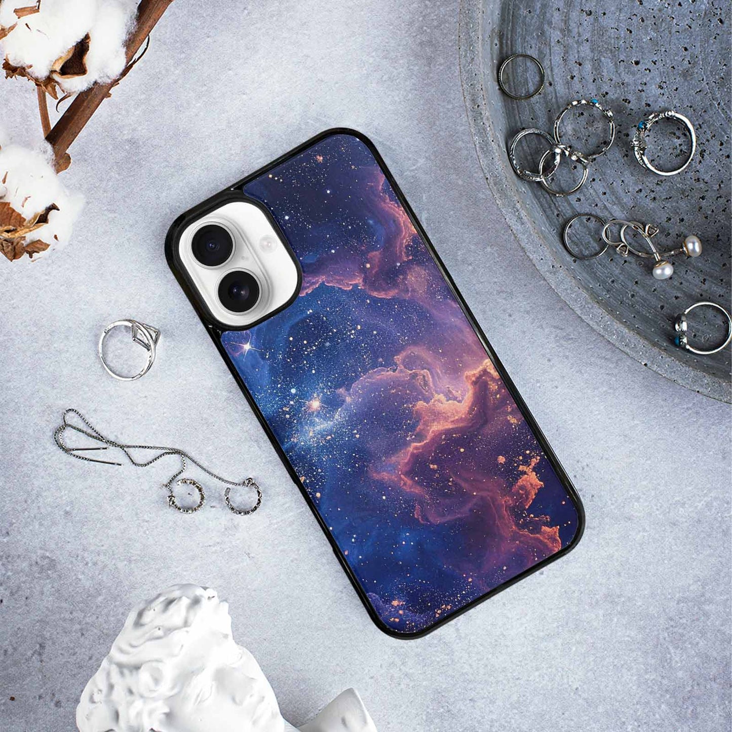 iPhone 16 Plus Case — Nebula Texture With Dense Star Cluster, Personalized Phone Case