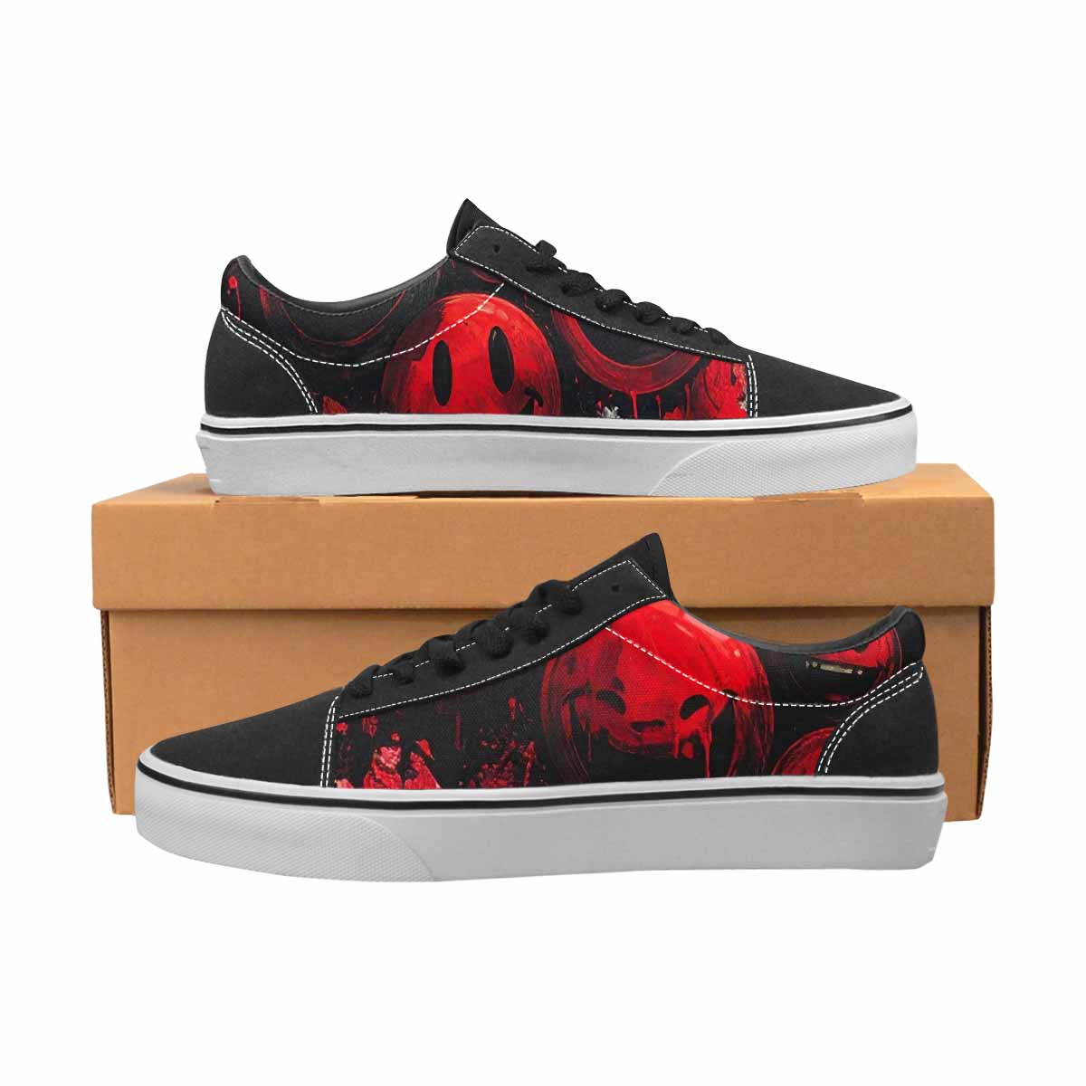 WOMEN'S Melting Moon Smiley Lace-Up Canvas Dreamlike Shoes