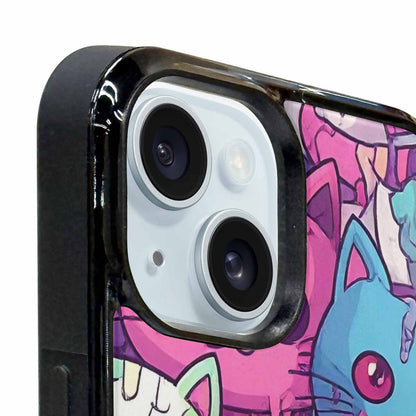 iPhone 15 Plus Case — Pastel Gore Cat Character Pattern Hundreds, Personalized Phone Case