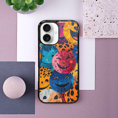 iPhone 16 Case — Smiley Faces Animal Printsmile Kh7 Personalized, Personalized Phone Case