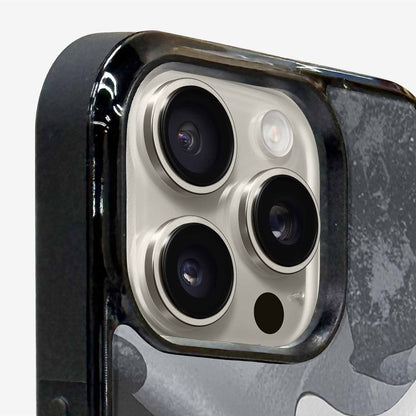 iPhone 16 Pro Case — Grey Camo Print, Custom Made Phone Cover