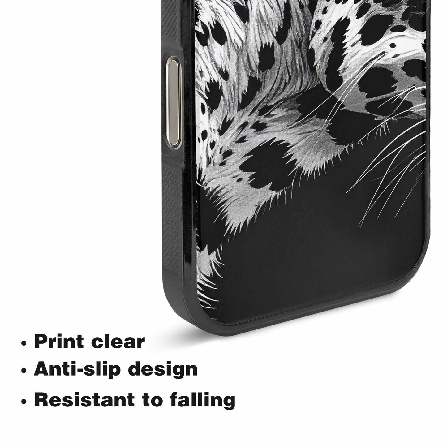 iPhone 16 Pro Case — Leopard Print Black And White Style, Customized Protective Case